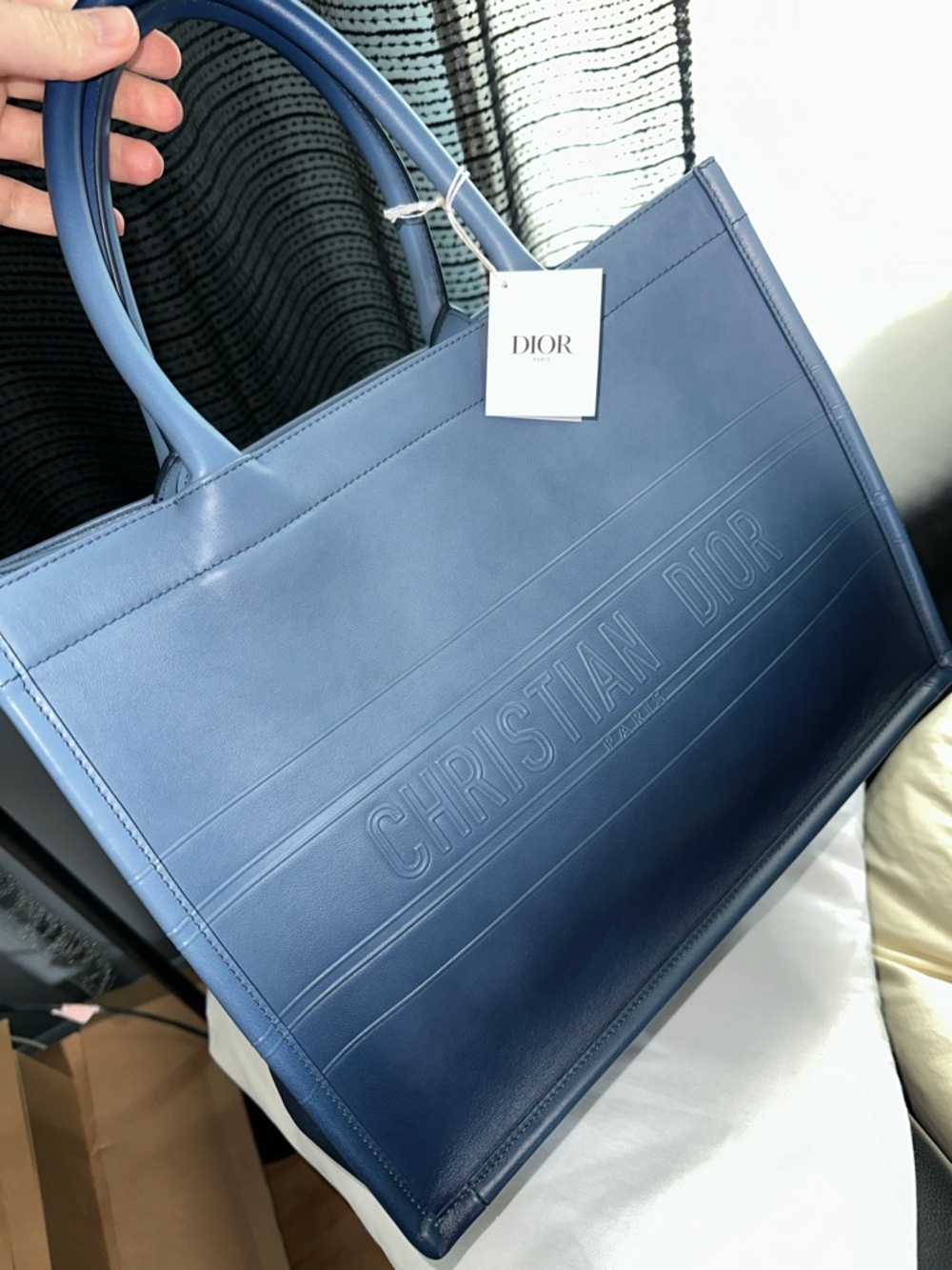 Dior Gradient Blue Large Book Tote leather medium nwt
